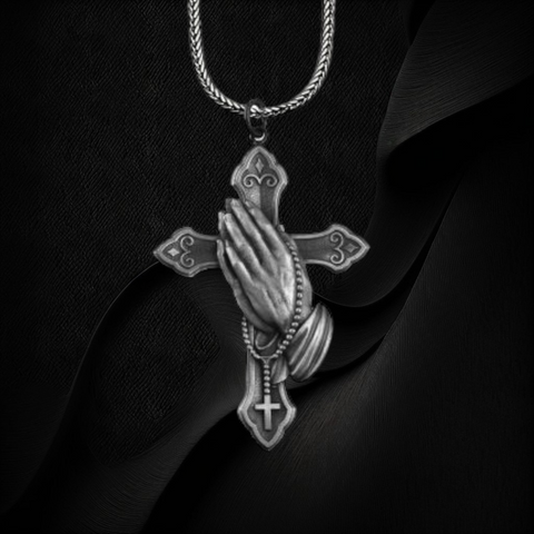 Collar Crucifijo Manos Orando