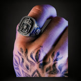 ANILLO SELLO PLATA 3D MACIZO  CUADRADO