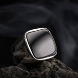 ANILLO CUADRADO CON PIEDRA ONIX NATURAL 925