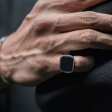 ANILLO CUADRADO CON PIEDRA ONIX NATURAL 925