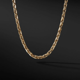 ART DECO BOX CHAIN NECKLACE IN 14K YELLOW GOLD, 4mm WIDTH