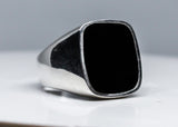 ANILLO CUADRADO CON PIEDRA ONIX NATURAL 925
