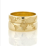 Argollas de Matrimonio Mapa Mundial Oro